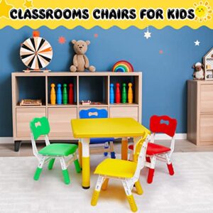 BBTO Kids Study Table and 4 Chair Set Height Adjustable Children Table and Chairs Set Kids Dining Table with Chairs for Toddler Ages 3-10, for Home, Daycare, Classroom, Easy to Wipe