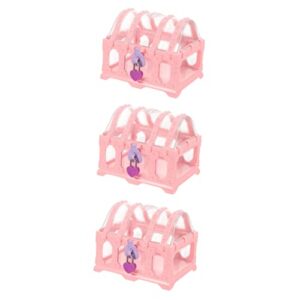 operitacx girl 3pcs box treasure chest pink storage box plastic