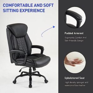 YEEFY High Back Executive Ergonomic Office Chair Heavy Duty PU Leather Rolling Desk Chair Wide Swivel Computer Chair Comfortable Home Office Chairs with Wheels Arms Lumbar Support