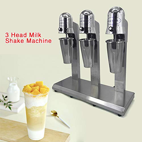 3 Head Drink Mixer, Commercial Electric Milk Shake Machine Blenders Tea Drink Mix Milkshake Mixer, Ice Crushing Frozen Fruits Blender 180W+180W+180W