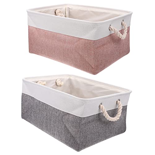 2pcs Fabric Storage Basket Foldable Basket Baby Basket Clothes Storage Bins Storage Baskets Basket Bin Clothes Basket with Handle Kids Laundry Hampers Multipurpose Baskets