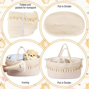 Geetery Baby Diaper Caddy Organizer Basket with Shoulder Strap Buckle Cotton Rope Diaper Basket Caddy, Changing Table Diaper Storage Caddy for Baby Shower Gifts