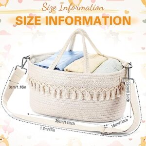 Geetery Baby Diaper Caddy Organizer Basket with Shoulder Strap Buckle Cotton Rope Diaper Basket Caddy, Changing Table Diaper Storage Caddy for Baby Shower Gifts