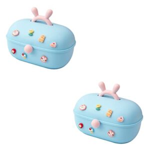 cabilock 2pcs box hair accessories storage box girl suitcase makeup hair clips jewelery for girl baby girl treasure chest hair clip container trinket storage case jewelry storage container