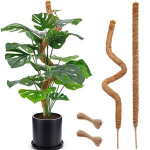 2 pack 28 inch moss pole, bendable moss pole for plants monstera, moss poles for climbing plants indoor, handmade coco coir plant pole sticks support stakes for potted plants