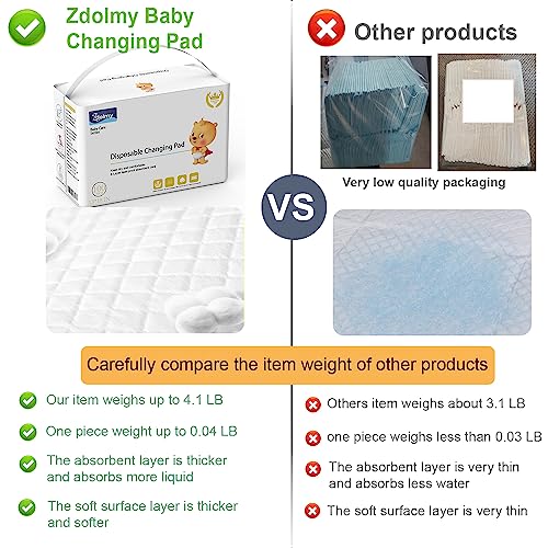 Disposable Changing Pad Liners (100 Pack) Super Soft, Disposable Changing Pads, Ultra Absorbent & Waterproof - Covers Any Surface for Mess Free Baby Diaper Changes (White)