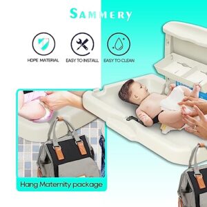 Wall Mount Baby Changing Station in Commercial Bath, Wall Mounted Diaper Changing Table with Seat Belt, Foldable Baby Changing Diaper Station,Diaper Changing Wall for Household and Commercial Bath