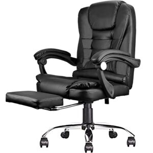 anjsindra ergonomic executive office chair computer desk chair with footrest, pu leather computer chair heavy duty design adjustable hight rolling chair, big and tall office chair, black