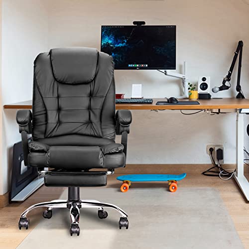 anjsindra Ergonomic Executive Office Chair Computer Desk Chair with Footrest, PU Leather Computer Chair Heavy Duty Design Adjustable Hight Rolling Chair, Big and Tall Office Chair, Black