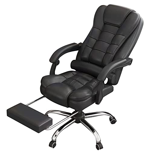 anjsindra Ergonomic Executive Office Chair Computer Desk Chair with Footrest, PU Leather Computer Chair Heavy Duty Design Adjustable Hight Rolling Chair, Big and Tall Office Chair, Black