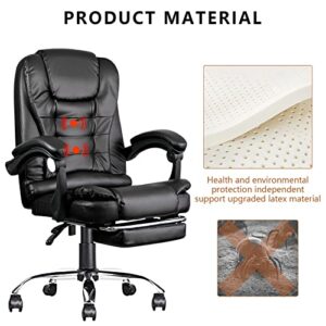 anjsindra Ergonomic Executive Office Chair Computer Desk Chair with Footrest, PU Leather Computer Chair Heavy Duty Design Adjustable Hight Rolling Chair, Big and Tall Office Chair, Black