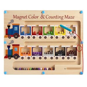 magnetic color and number maze board wooden montessori fine motor skills toys for 2 3 year old preschool learning activities classroom must haves sorting travel toys for toddlers 1-3 2-4 boys girls