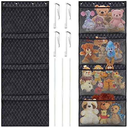 CHOBUYODIS Organizers and Storage for Stuffed Animals,Over Door Net Hammock,Durable Hanging Baby Organizer,Plush Toy Net,Kids Toy and Diaper Organization, with 4 Large Breathable Dense Mesh Pockets