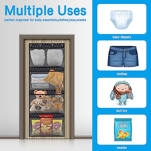 CHOBUYODIS Organizers and Storage for Stuffed Animals,Over Door Net Hammock,Durable Hanging Baby Organizer,Plush Toy Net,Kids Toy and Diaper Organization, with 4 Large Breathable Dense Mesh Pockets