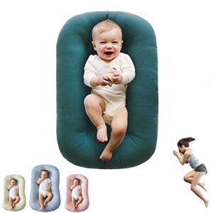 oliwex baby lounger,baby lounger pillow for newborn, 0-12 months baby pillow cosleeping for baby in bed, newborn lounger for boys girls (malachite green)