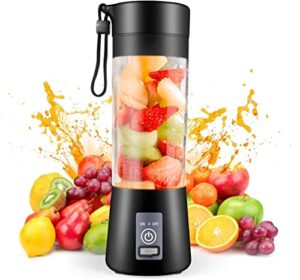 portable blender, personal blender for shakes and smoothies, personal size blenders with usb rechargeable mini fruit juice mixer, mini juicer smoothie blender bottles travel 380ml, blue