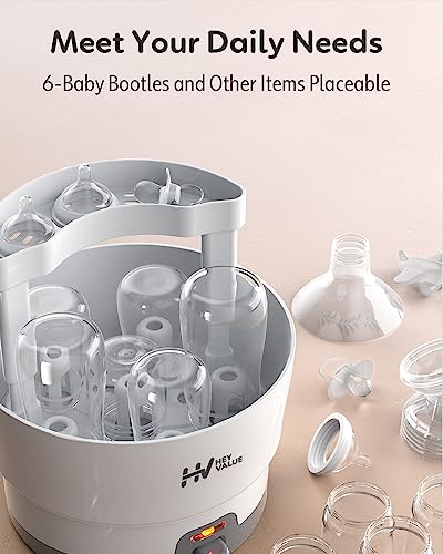 Bottle Sterilizer, Baby Bottle Sterilizer, Heyvalue Steam Bottle Sanitizer for Baby Bottles, Pacifiers, Teethers, Breast Pump Parts, Easy One Button Control Electric Bottle Sterilizer, BPA-Free