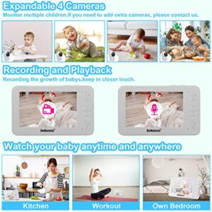 DoHonest Baby Monitor with Camera and Audio - HD 1080P 5" Color Screen Wireless Infant Video Camera Remote Pan No WiFi Night Vision 2-Way Talk Temperature 1000ft Range Ideal for Gifts