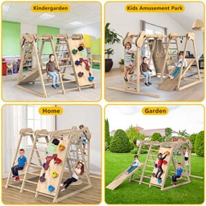 Climbing Toys for Toddlers, Jungle Gym, Montessori Playground Sets, Multifunction Toddler Climbing Toys, Indoor Kids Playground with Slides, Climbing/Net, Monkey Bars, Rope Ladders and Swings