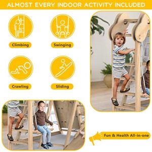 Climbing Toys for Toddlers, Jungle Gym, Montessori Playground Sets, Multifunction Toddler Climbing Toys, Indoor Kids Playground with Slides, Climbing/Net, Monkey Bars, Rope Ladders and Swings