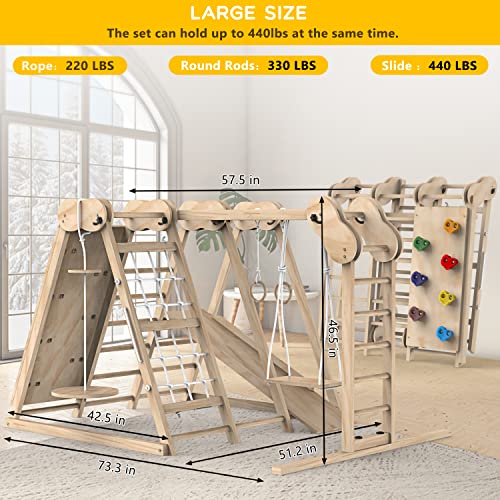 Climbing Toys for Toddlers, Jungle Gym, Montessori Playground Sets, Multifunction Toddler Climbing Toys, Indoor Kids Playground with Slides, Climbing/Net, Monkey Bars, Rope Ladders and Swings