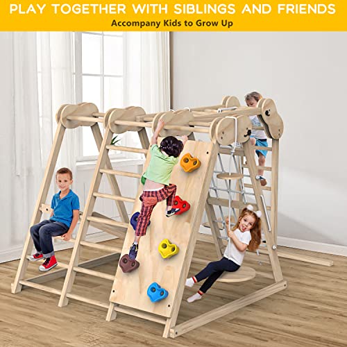 Climbing Toys for Toddlers, Jungle Gym, Montessori Playground Sets, Multifunction Toddler Climbing Toys, Indoor Kids Playground with Slides, Climbing/Net, Monkey Bars, Rope Ladders and Swings