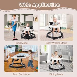 Wismind Baby Walker Foldable with 9 Adjustable Heights, Baby Walkers and Activity Center for Boys Girls Babies 6-12 Months, Baby Walker and Bouncer Combo with Wheels Portable Anti-Rollover