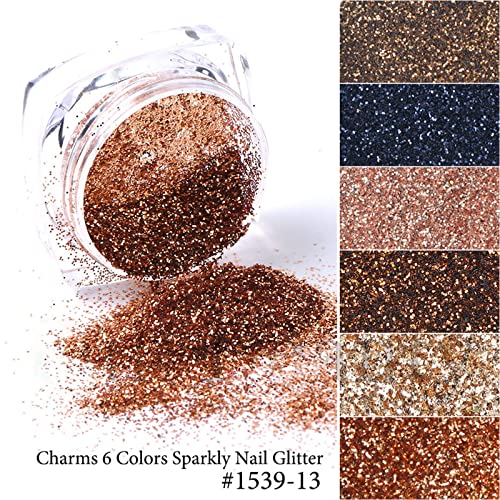 6 Box/Set Nail Glitter Powder Nail Glitter Gold Nail Glitter Set Nail Decoration Finger Nails Set with