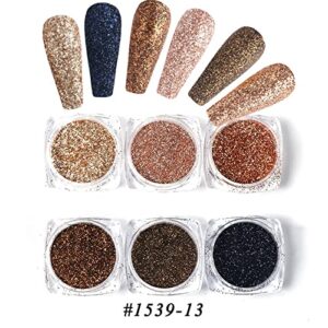 6 Box/Set Nail Glitter Powder Nail Glitter Gold Nail Glitter Set Nail Decoration Finger Nails Set with