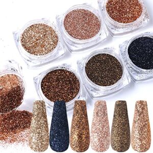 6 Box/Set Nail Glitter Powder Nail Glitter Gold Nail Glitter Set Nail Decoration Finger Nails Set with