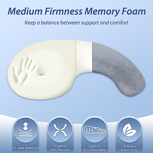 HOMCA Pregnancy Pillows for Sleeping Comma- Shape, Memory Foam Maternity Pillow, Body Pillow for Legs, Knees, Belly Support for Pregnant Women Belly Wedge Pillow with Washable Cover