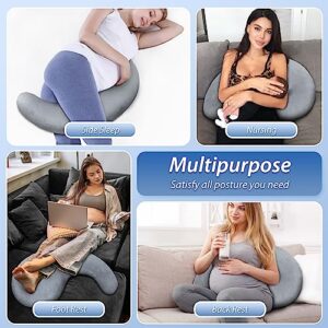 HOMCA Pregnancy Pillows for Sleeping Comma- Shape, Memory Foam Maternity Pillow, Body Pillow for Legs, Knees, Belly Support for Pregnant Women Belly Wedge Pillow with Washable Cover