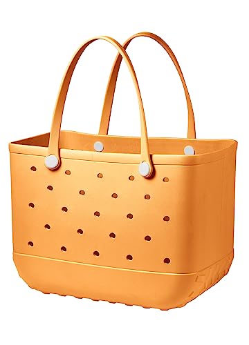 BEIDOM Rubber Beach Bag Tote Bag - Large Capacity Waterproof Sandproof Outdoor Creative Travel Bags Washable Handbag for Beach Pool (Yellow, Medium)