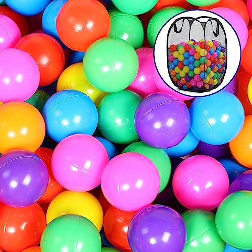 GeerWest Ball Pit Balls for Toddlers - Plastic Balls for Kids Ball Pit - Ball Pit Balls 100 with Mesh Popup Hamper for Storage - Ideal for Birthday Party Playground Pool Indoor Outdoor Games