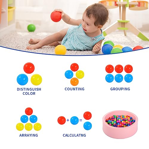 GeerWest Ball Pit Balls for Toddlers - Plastic Balls for Kids Ball Pit - Ball Pit Balls 100 with Mesh Popup Hamper for Storage - Ideal for Birthday Party Playground Pool Indoor Outdoor Games