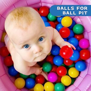 GeerWest Ball Pit Balls for Toddlers - Plastic Balls for Kids Ball Pit - Ball Pit Balls 100 with Mesh Popup Hamper for Storage - Ideal for Birthday Party Playground Pool Indoor Outdoor Games