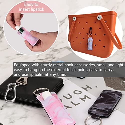 Accessories for Bogg Bag, Key Holder Charms and Lipstick Holder Accessory for Beach Tote Bag - 3 pcs Hanger Charms, 1 pcs Chapstick Holder with Carabiner Clip