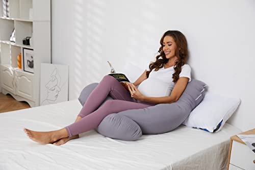 Roomate Pregnancy Pillows, U Shaped Full Body Maternity Pillow with Removable Cover - Support for Back, Legs, Belly, Hips for Pregnant Women, 57x 27 Inch Pregnancy Pillows for Sleeping, Grey