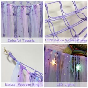 YELIENM Stuffed Animals Net or Hammock with LED Light, 59 inch Toy Hammock Net for Stuffed Animals Corner Hanging Stuffed Animal Storage Stuffed Animal Holder for Nursery Kids Bedroom (Purple)…