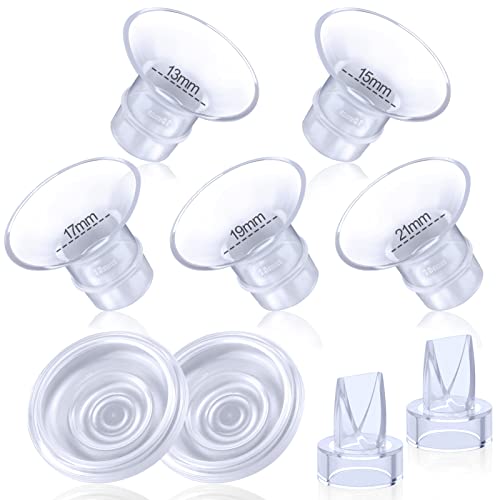 Juome Flange Inserts 13/15/17/19/21mm Compatible with Momcozy Wearable Breast Pump S12 Pro/S9 Pro/S12/S9, for TSRETE/Spectra/Medela 24mm Shields/Flanges, Include Silicone Diaphragm&Duckbill Valve