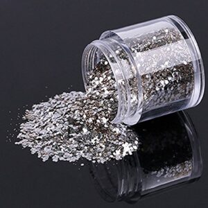 Nail Sequins Sliver Glitter Nail 10g/Box Nail Powder Shinning Powder Gold Drill Bit Set for Nails