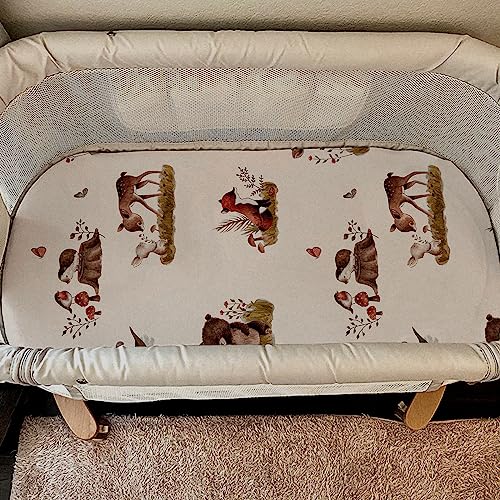 Gllquen Baby Bassinet Sheets 4 Pack, Breathable Cozy Fitted Mattress Sheet, Elastic Travel Crib Fashionable Floral Pattern, Standard Cradle Safe Sheets for Baby Boy Girls 32"X16" (Bear)