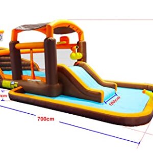 Inflatable Water Slide, Inflatable Playground Backyard Water Park with Climbing Wall, Playground Sets for Kids Backyard, Cruise Ship Design Splash Pool & Basketball & Blower