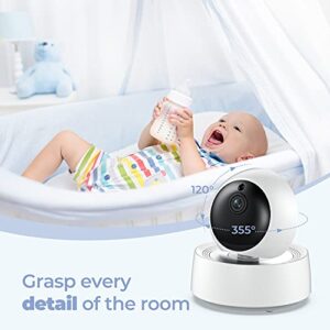 Dr.meter 5'' Split Screen Baby Monitor with 2 Cameras, 720p HD Video Baby Monitor with Camera and Audio, Baby Camera Monitor with Remote PTZ, 2-Way Talk, 4X Zoom, 5000mAh Battery, No WiFi