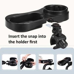 2 in 1 Universal Stroller Snack Tray with Cup Holder, Snack Catcher and Drink Holder for Stroller Snack Tray Attachment - Upgraded Removable Clip for Bumper Bar of Stroller Tray for Baby (Black)