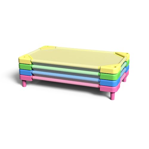 NOUJULOUN Daycare Cots,Cots for Daycare Kids,Preschool Stackable Cots Dollar,Nap Cots for Daycare Dollar (Macaron, 52"x23", 4Pack)