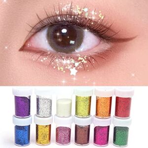 Nail Dip Base Coat 12 Pieces Fine Glitter 12 Colors Glitter Shake Jar Set Extra Fine Glitter Powder for Arts Crafts Painting Decoration Body Face Makeup Pigment French Tip Nail Brush