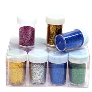 Nail Dip Base Coat 12 Pieces Fine Glitter 12 Colors Glitter Shake Jar Set Extra Fine Glitter Powder for Arts Crafts Painting Decoration Body Face Makeup Pigment French Tip Nail Brush