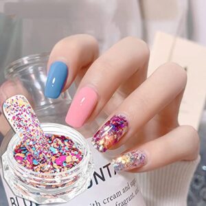 Dip Powe Top Base and Activator Decoration Art for Nails Body DIY Nail Manicure Irregular 6 Set Boxes Set Eyes Tips Sequins Glitter Face Nail Hair Craft Nail Powder Gel Nail Set