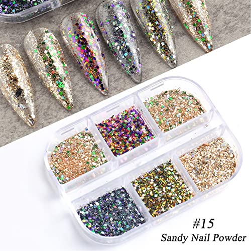 Cordless Nail Set for Nails 6 Grid/Set Nail Glitter Powder Glitter Nail Glitter Sugar Powder Irregular Particle Nail Styling Powder Set Nail Decoration Nail Trainer